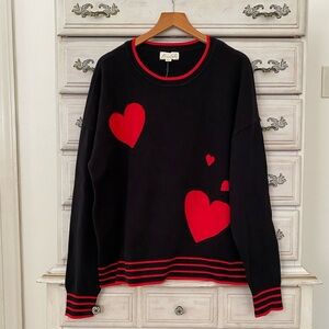 Vici Black Sweater with Red Heart Accents
